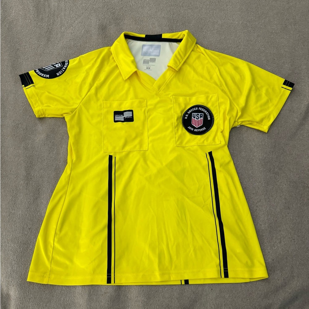 Official Sports US Soccer Referee Jersey Yellow Men’s Medium USSF Patch